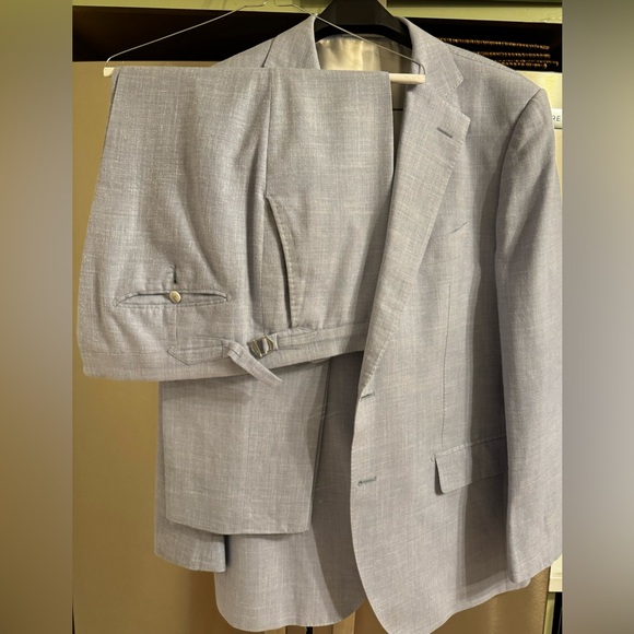 Light blue linen lazio tailored fit suit size 46 - Picture 2 of 2